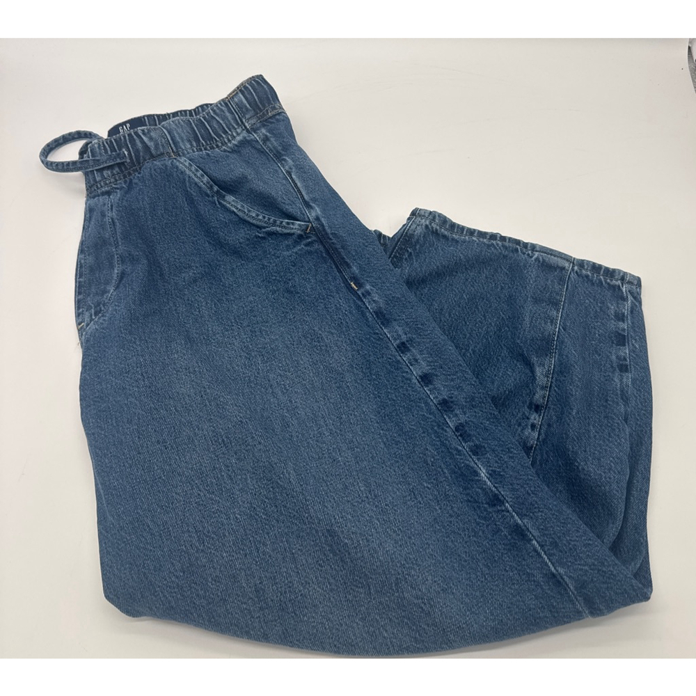 Women's GAP Blue Ultrasoft Denim Wide Leg Crop Jeans XS Petite